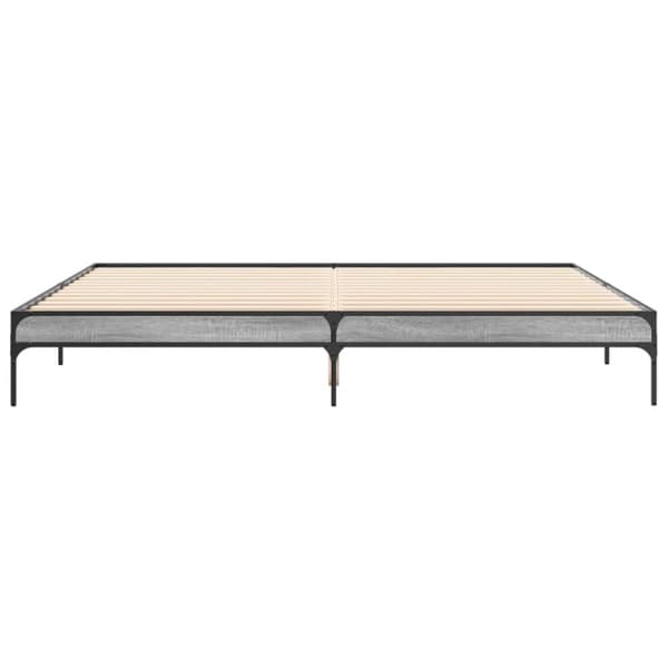 sengestel 200x200 cm konstrueret træ og metal grå sonoma-eg