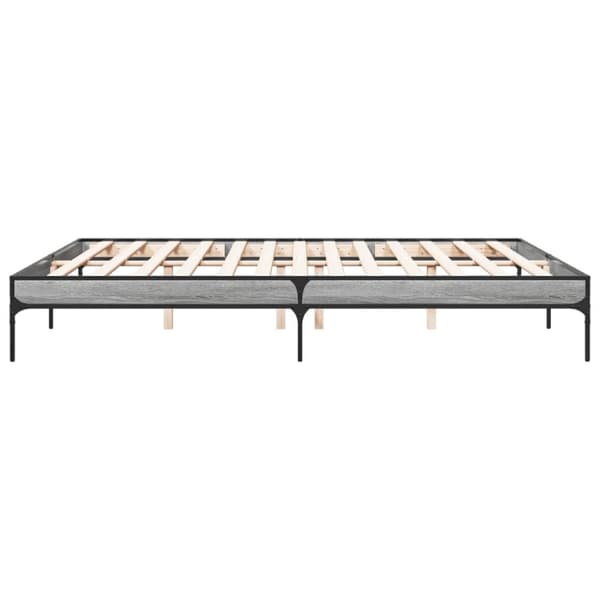 sengestel 200x200 cm konstrueret træ og metal grå sonoma-eg