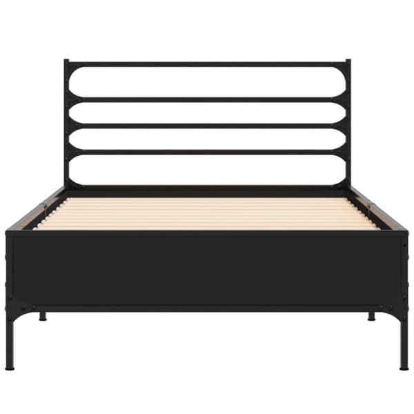 sengeramme 90x200 cm konstrueret træ og metal sort