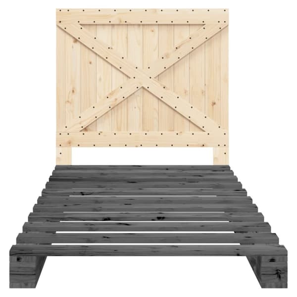 sengeramme med sengegavl 100x200 cm massivt fyrretræ grå