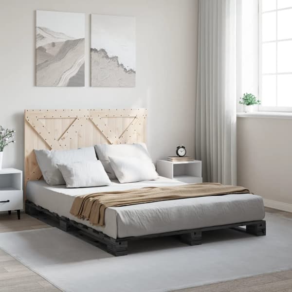 sengeramme med sengegavl 160x200 cm massivt fyrretræ grå