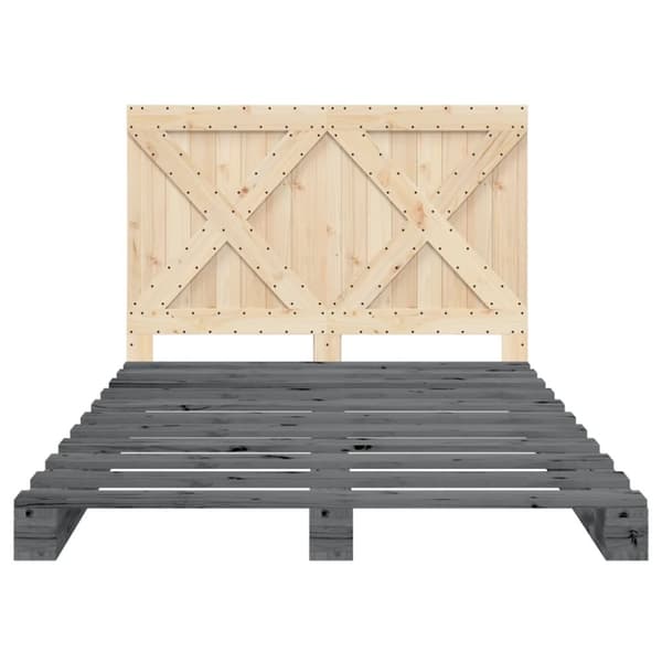 sengeramme med sengegavl 160x200 cm massivt fyrretræ grå
