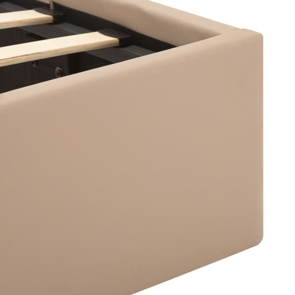 hydraulisk opbevaringsseng LED 160x200 cm kunstlæder cappuccino