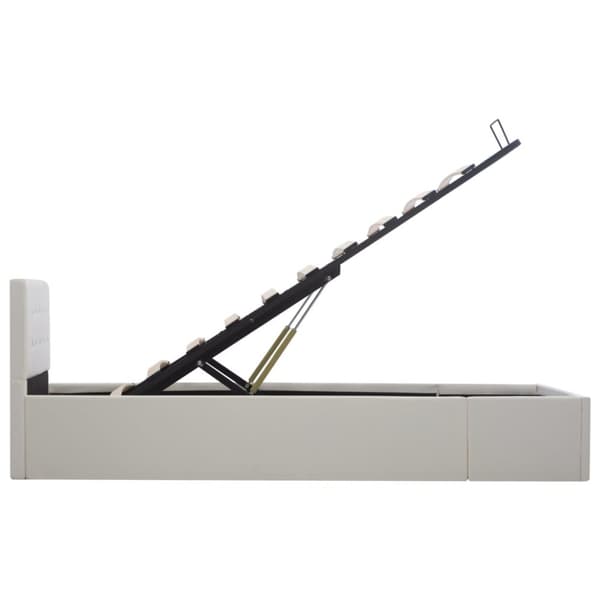 Sängram hydraulisk förvaring vit konstläder 100x200 cm