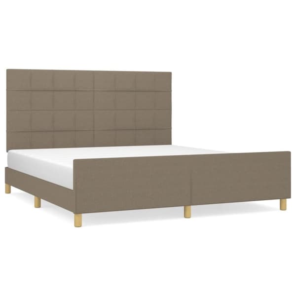 sengeramme med sengegavl 180x200 cm stof gråbrun