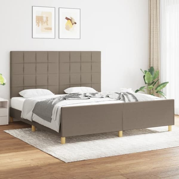 sengeramme med sengegavl 180x200 cm stof gråbrun