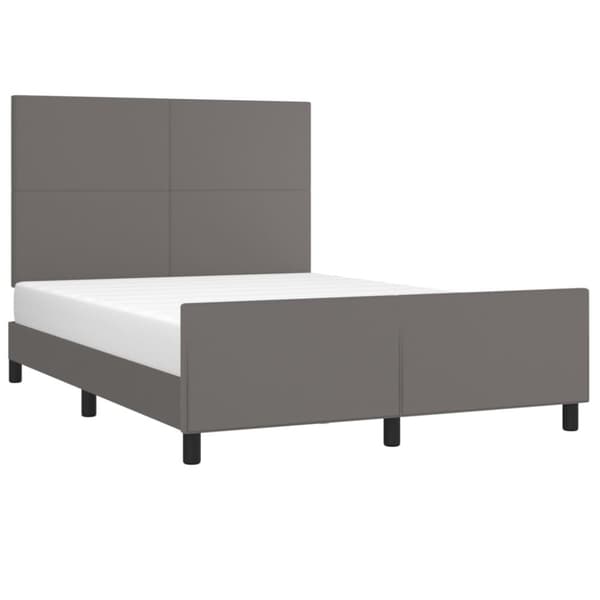 sengeramme med sengegavl 140x190 cm kunstlæder grå