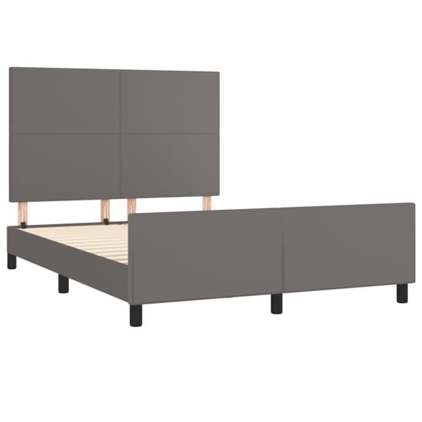 sengeramme med sengegavl 140x190 cm kunstlæder grå