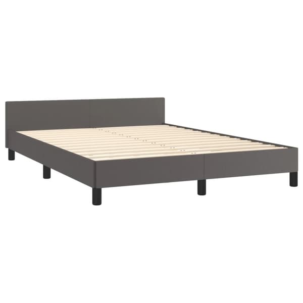 sengeramme med sengegavl 140x190 cm kunstlæder grå