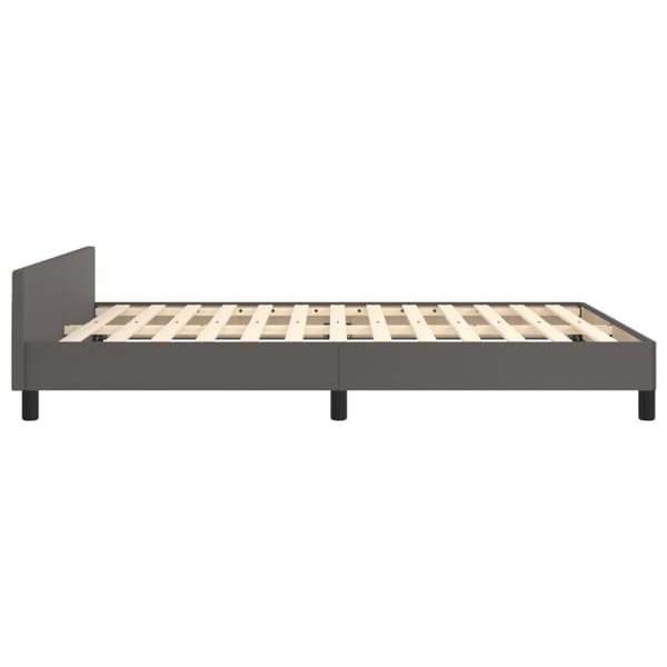 sengeramme med sengegavl 140x190 cm kunstlæder grå