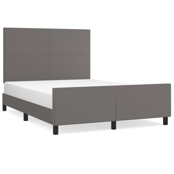 sengeramme med sengegavl 140x190 cm kunstlæder grå