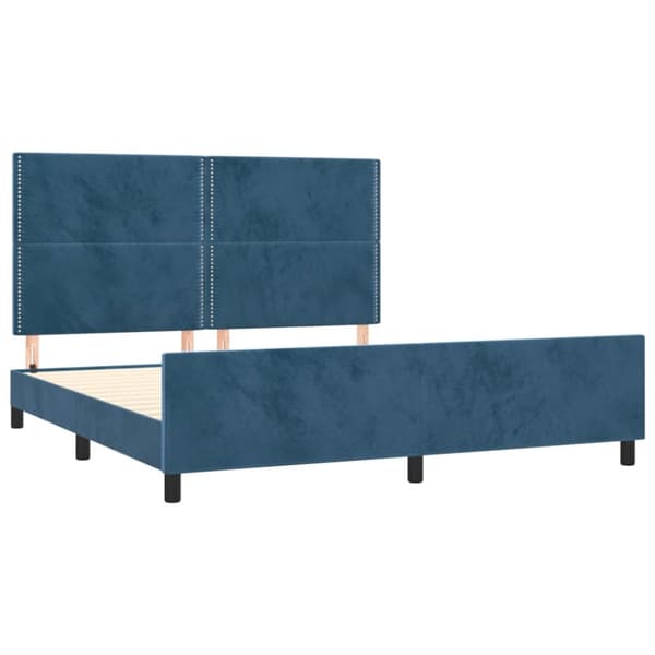 sengeramme med sengegavl 160x200 cm fløjl mørkeblå