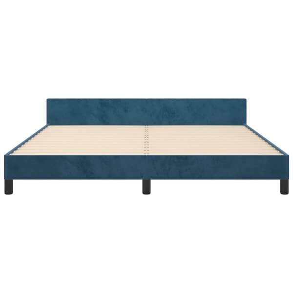 sengeramme med sengegavl 160x200 cm fløjl mørkeblå