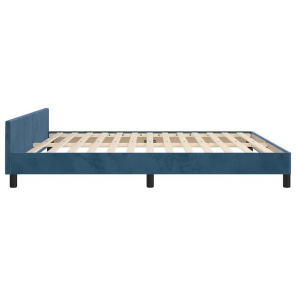 sengeramme med sengegavl 160x200 cm fløjl mørkeblå