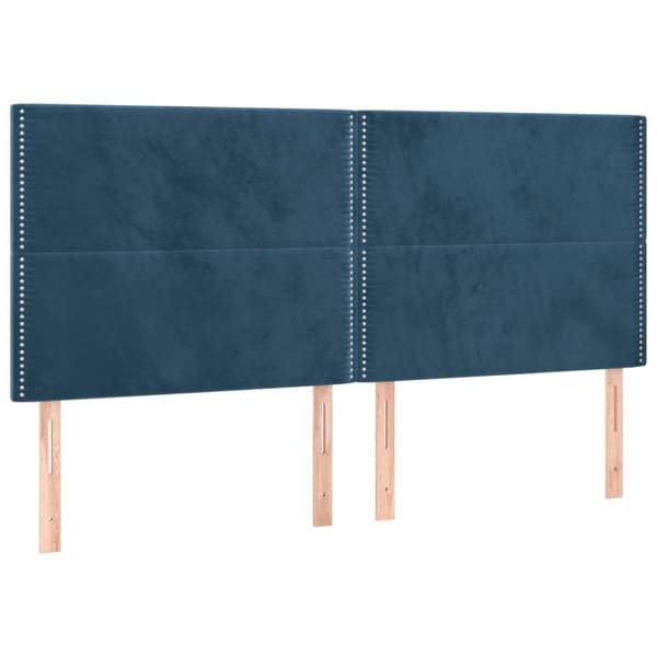 sengeramme med sengegavl 160x200 cm fløjl mørkeblå