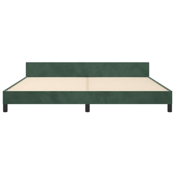 sengeramme med sengegavl 200x200 cm fløjl mørkegrøn