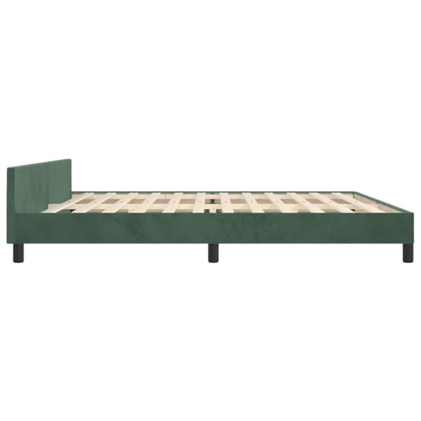sengeramme med sengegavl 200x200 cm fløjl mørkegrøn