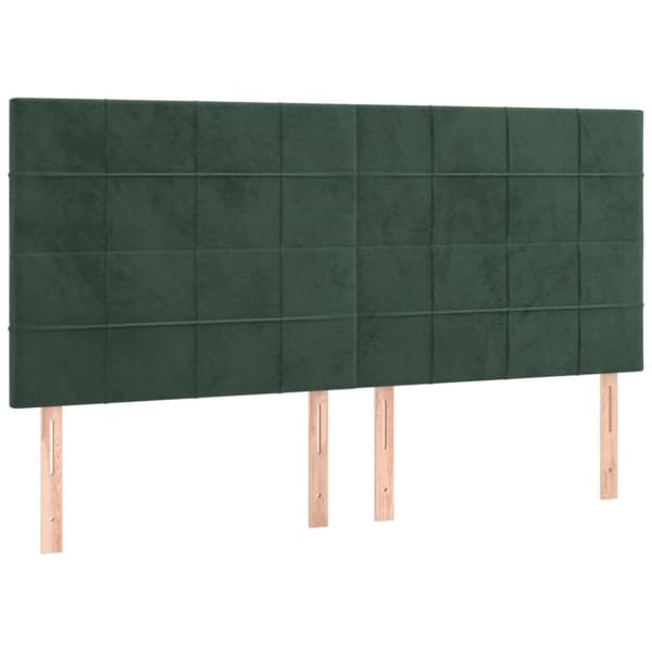 sengeramme med sengegavl 200x200 cm fløjl mørkegrøn