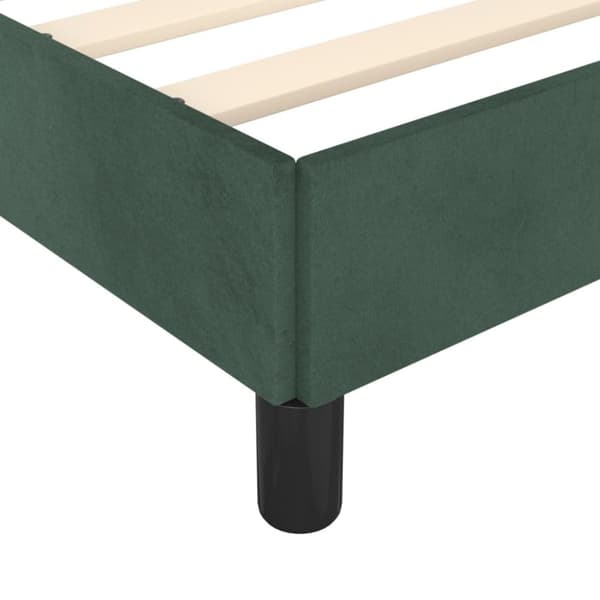 sengeramme med sengegavl 200x200 cm fløjl mørkegrøn