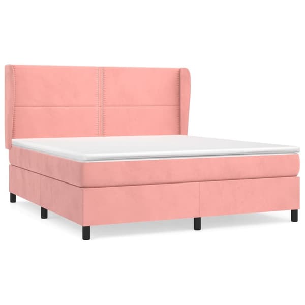 Ramsäng med madrass rosa 160x200 cm sammet