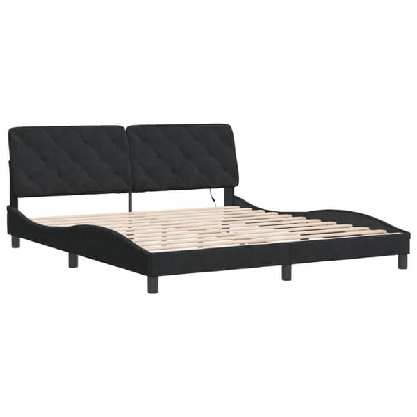 sengeramme med LED-lys 180x200 cm velour sort
