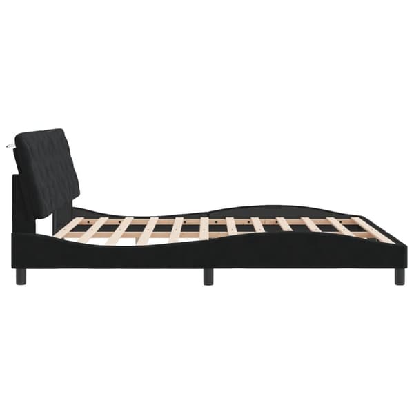 sengeramme med LED-lys 180x200 cm velour sort
