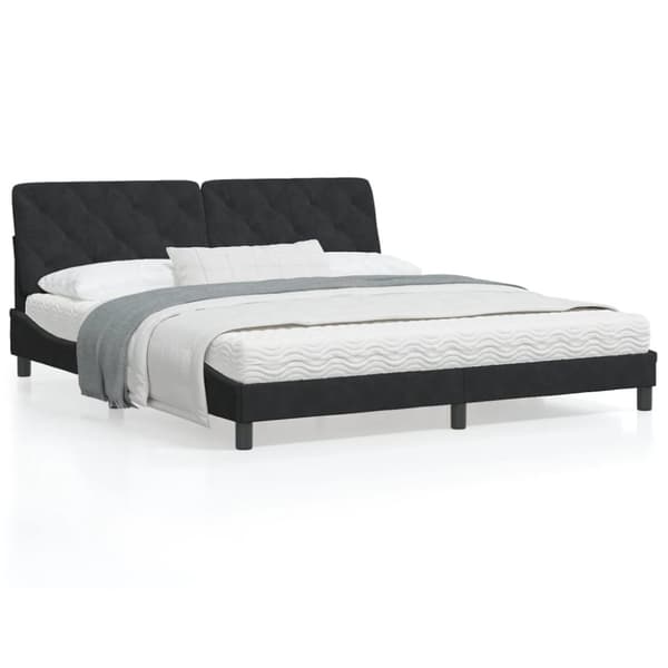 sengeramme med LED-lys 180x200 cm velour sort