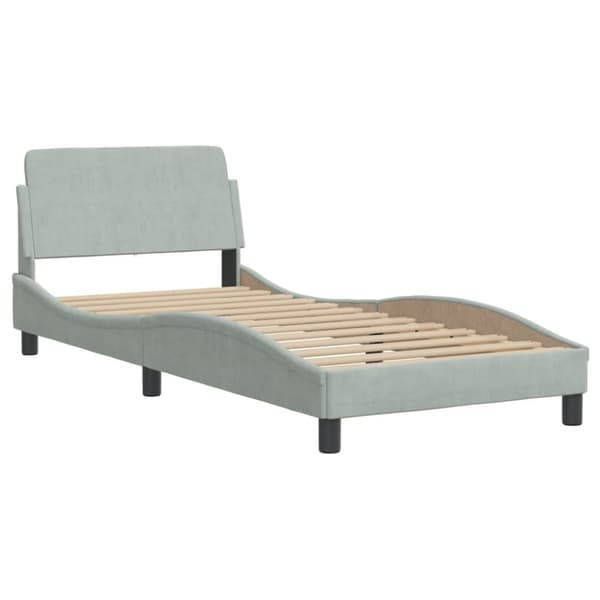 sengeramme med sengegavl 90x200 cm fløjl lysegrå