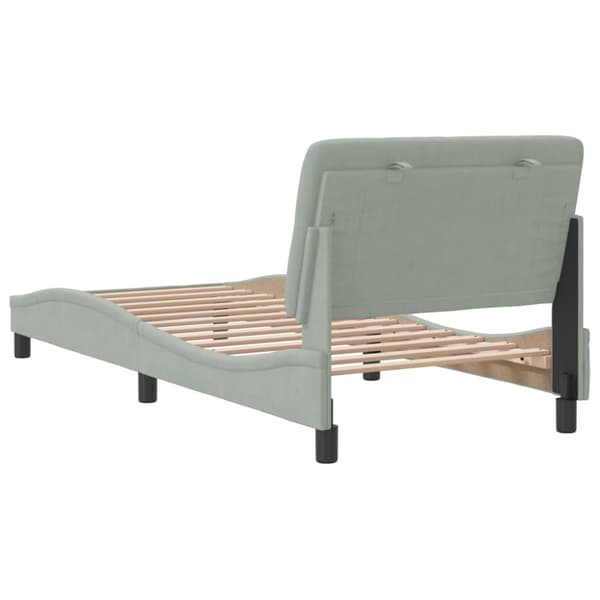 sengeramme med sengegavl 90x200 cm fløjl lysegrå