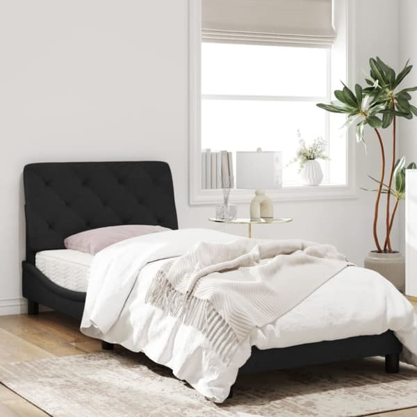 sengeramme med sengegavl 90x200 cm fløjl sort