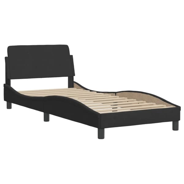 sengeramme med sengegavl 90x200 cm fløjl sort