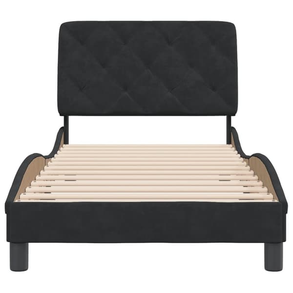 sengeramme med sengegavl 90x200 cm fløjl sort