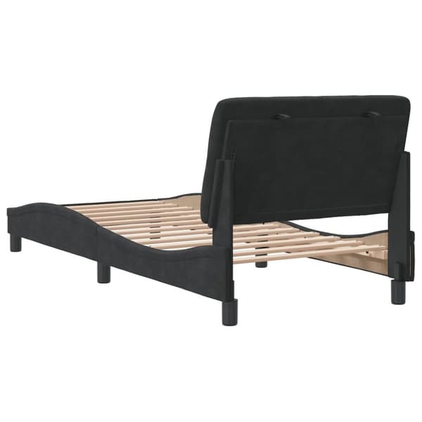 sengeramme med sengegavl 90x200 cm fløjl sort