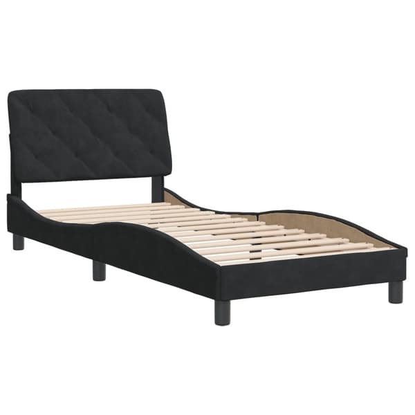 sengeramme med sengegavl 90x200 cm fløjl sort