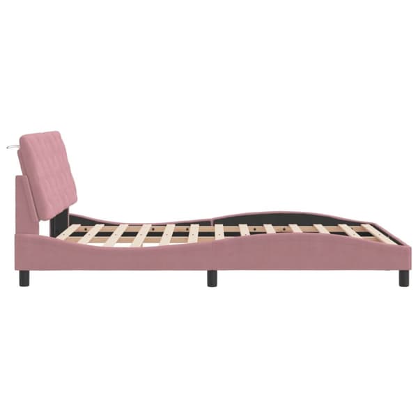 Sängram med huvudgavel rosa 140x190 cm sammet