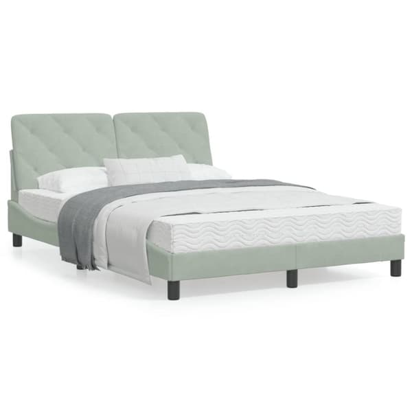 seng med madras 140x190 cm velour lysegrå
