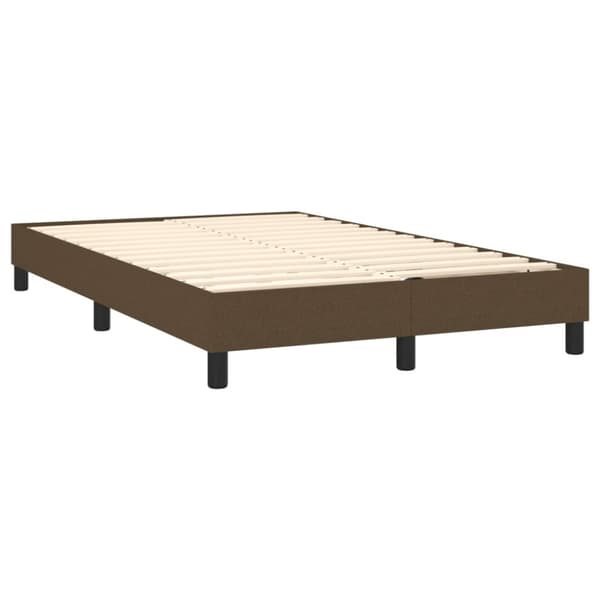 Ramsäng med madrass & LED mörkbrun 120x190 cm tyg