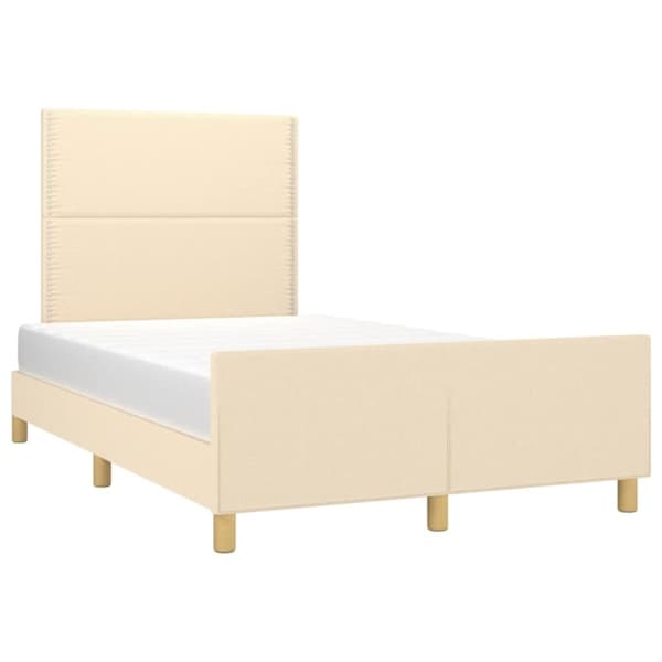 sengeramme med sengegavl 120x190 cm stof cremefarvet