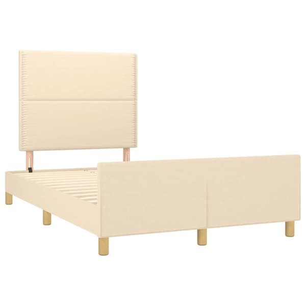 sengeramme med sengegavl 120x190 cm stof cremefarvet