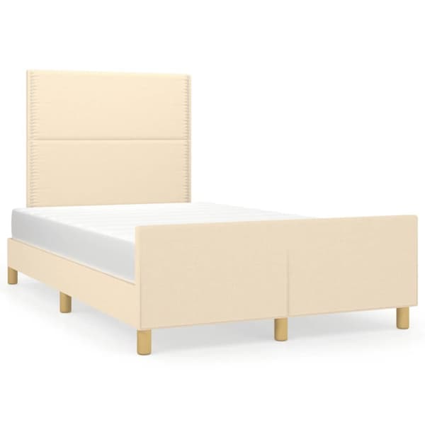 sengeramme med sengegavl 120x190 cm stof cremefarvet