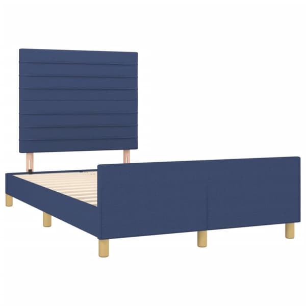 sengeramme med sengegavl 120x190 cm stof blå