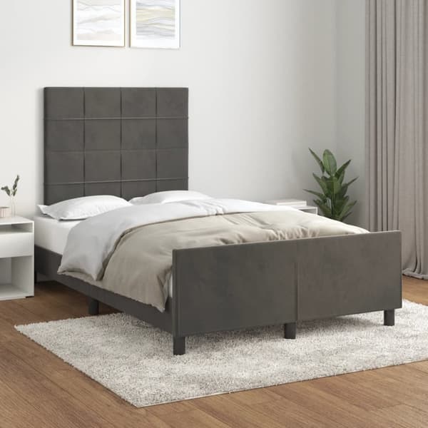 sengeramme med sengegavl 120x190 cm velour mørkegrå