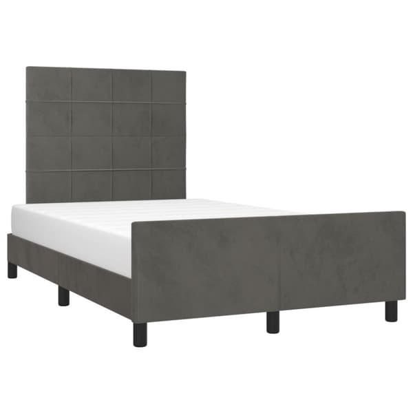 sengeramme med sengegavl 120x190 cm velour mørkegrå