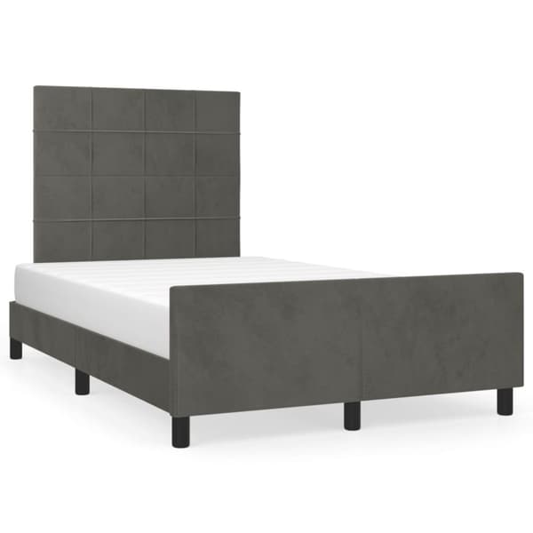 sengeramme med sengegavl 120x190 cm velour mørkegrå