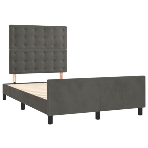 sengeramme med sengegavl 120x190 cm velour mørkegrå