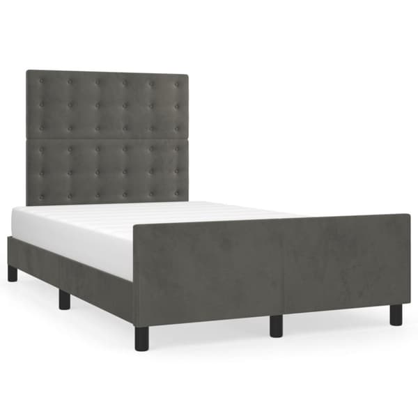 sengeramme med sengegavl 120x190 cm velour mørkegrå