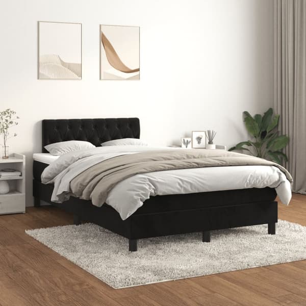 Ramsäng med madrass svart 120x190 cm sammet