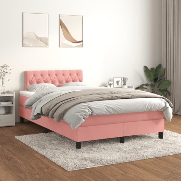 Ramsäng med madrass rosa 120x190 cm sammet