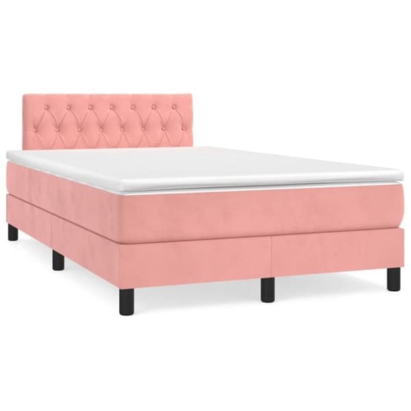 Ramsäng med madrass rosa 120x190 cm sammet