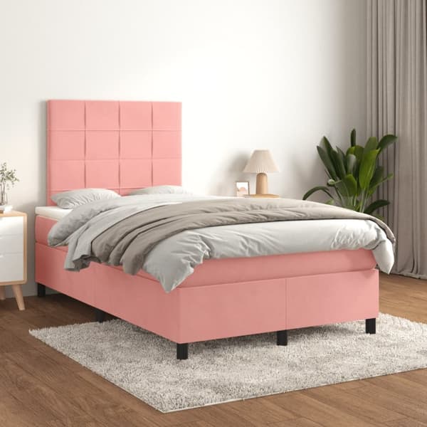 Ramsäng med madrass rosa 120x190 cm sammet